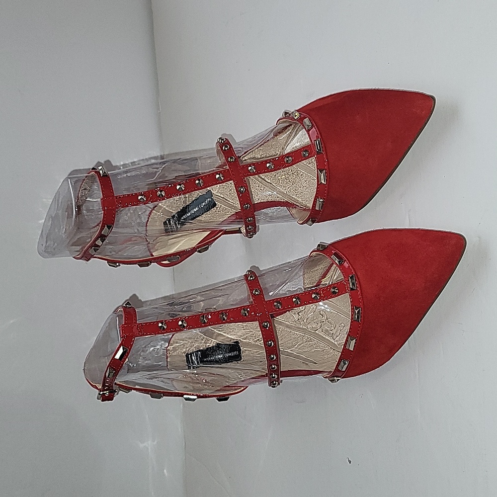 I-N-C International Concepts Carma Stud Low-Heel Red Heels - Sz 9